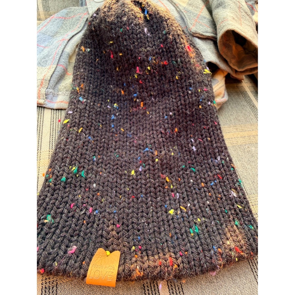 Handmade Black Confetti Knit Beanie